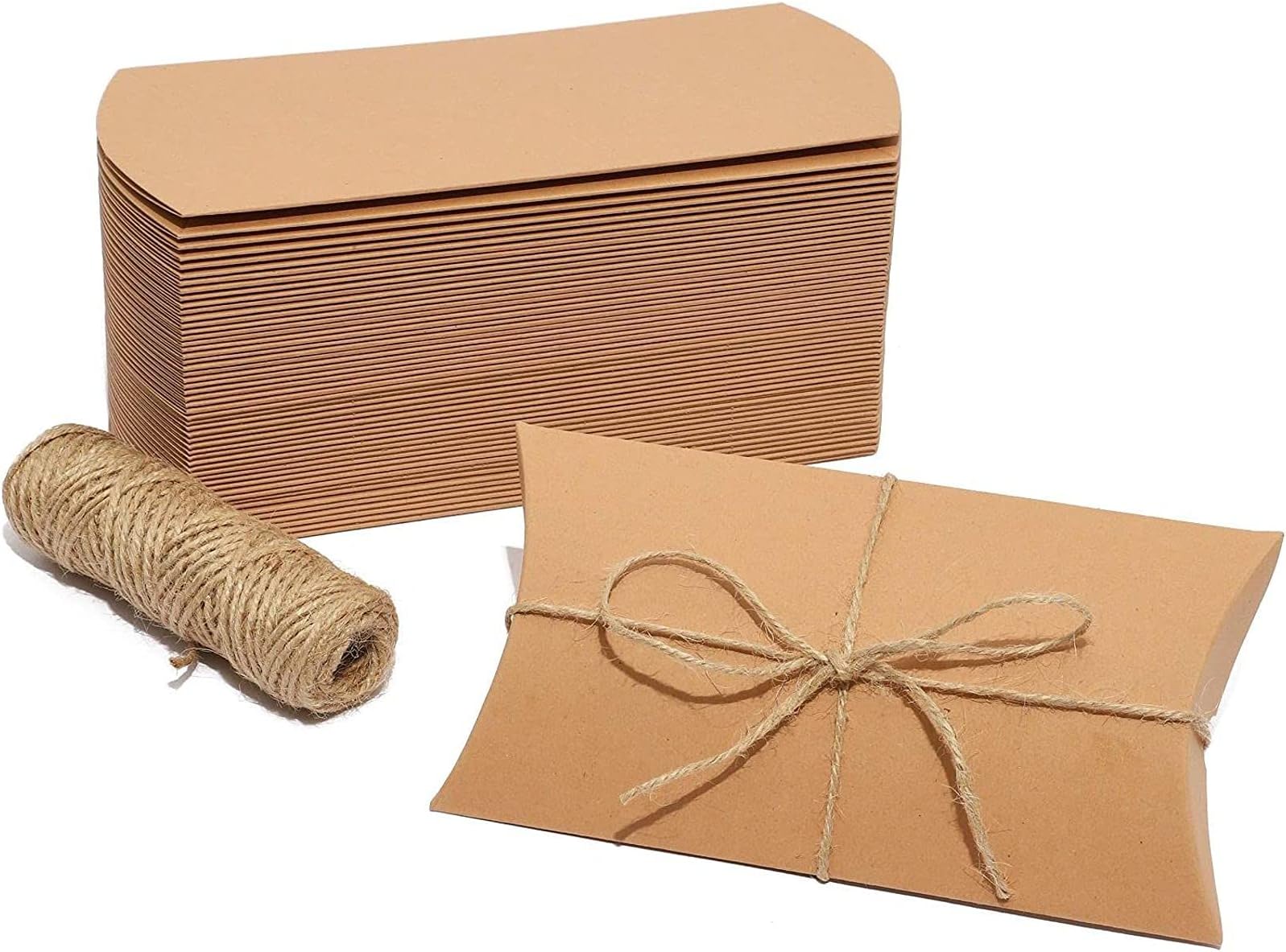 Bright Creations Kraft Paper Pillow Gift Box Set - Pack of 50 - Pillow Box - Gift Set