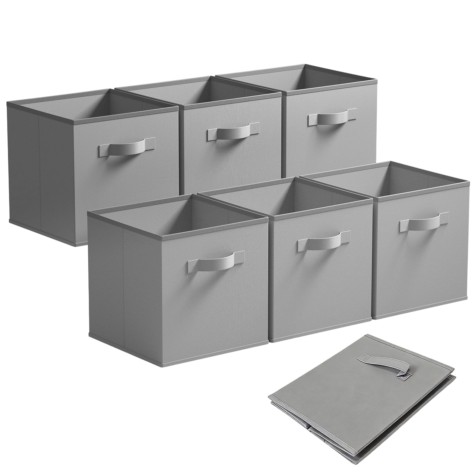 Eidoct Grey 6 Pack Foldable Storage Cubes Storage Box, Fabric Storage Box