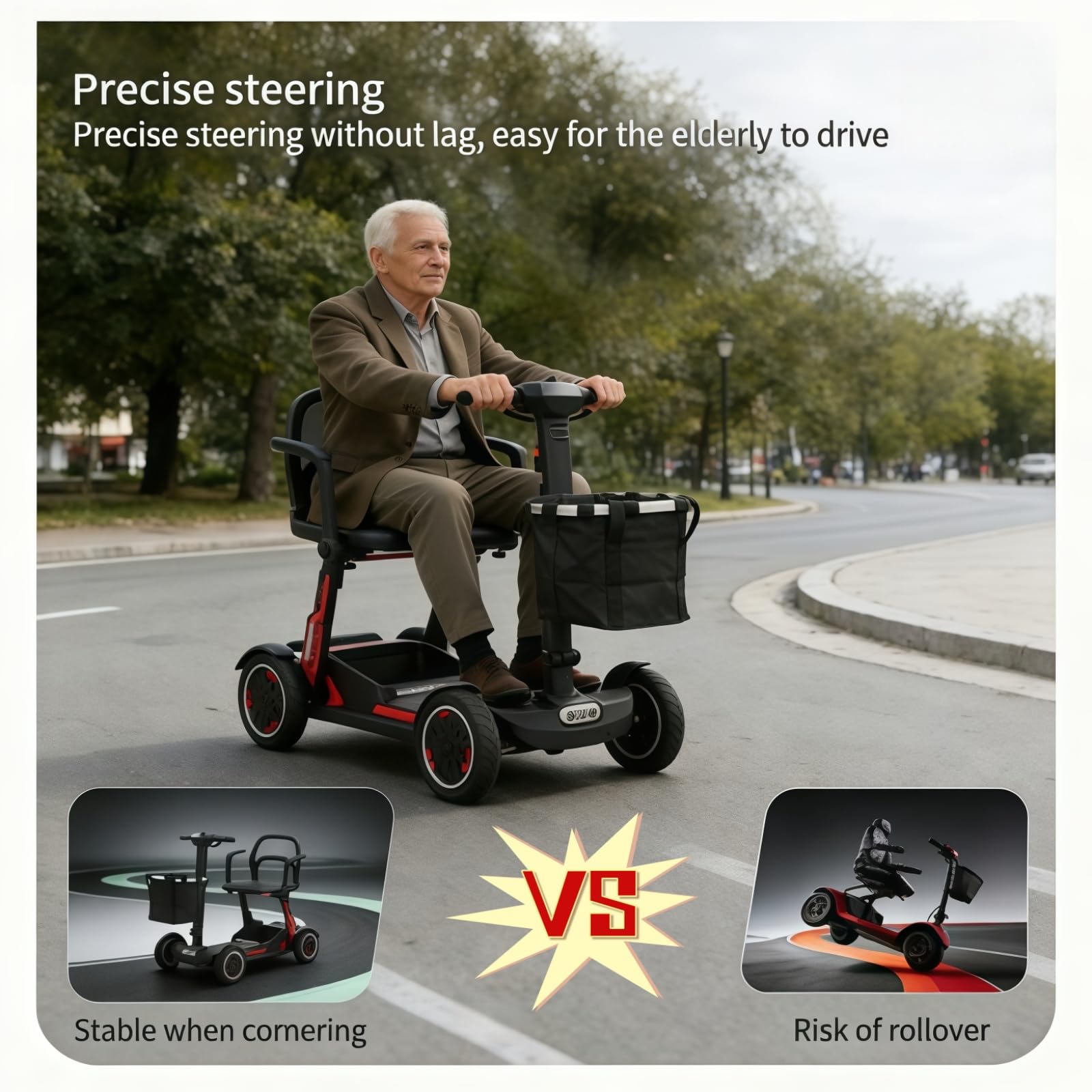 Scooter Plegable De Movilidad, Scooters De Movilidad Para Adultos, Diseño Cómodo Y Plegable, Scooters De Movilidad De 4 Ruedas Con Autonomía Mejorada. 20A