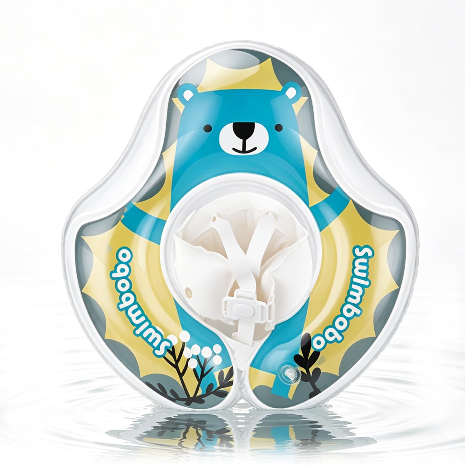 Newborn Baby Swimming Float 6-12 Months Baby Pool Float Inflatable Seat Swimming Ring Pool Accessories Water Floats,Blue Bear Rubber Ring Inflatable Swim Floats for Babies Toddler Infant 12-36 Months