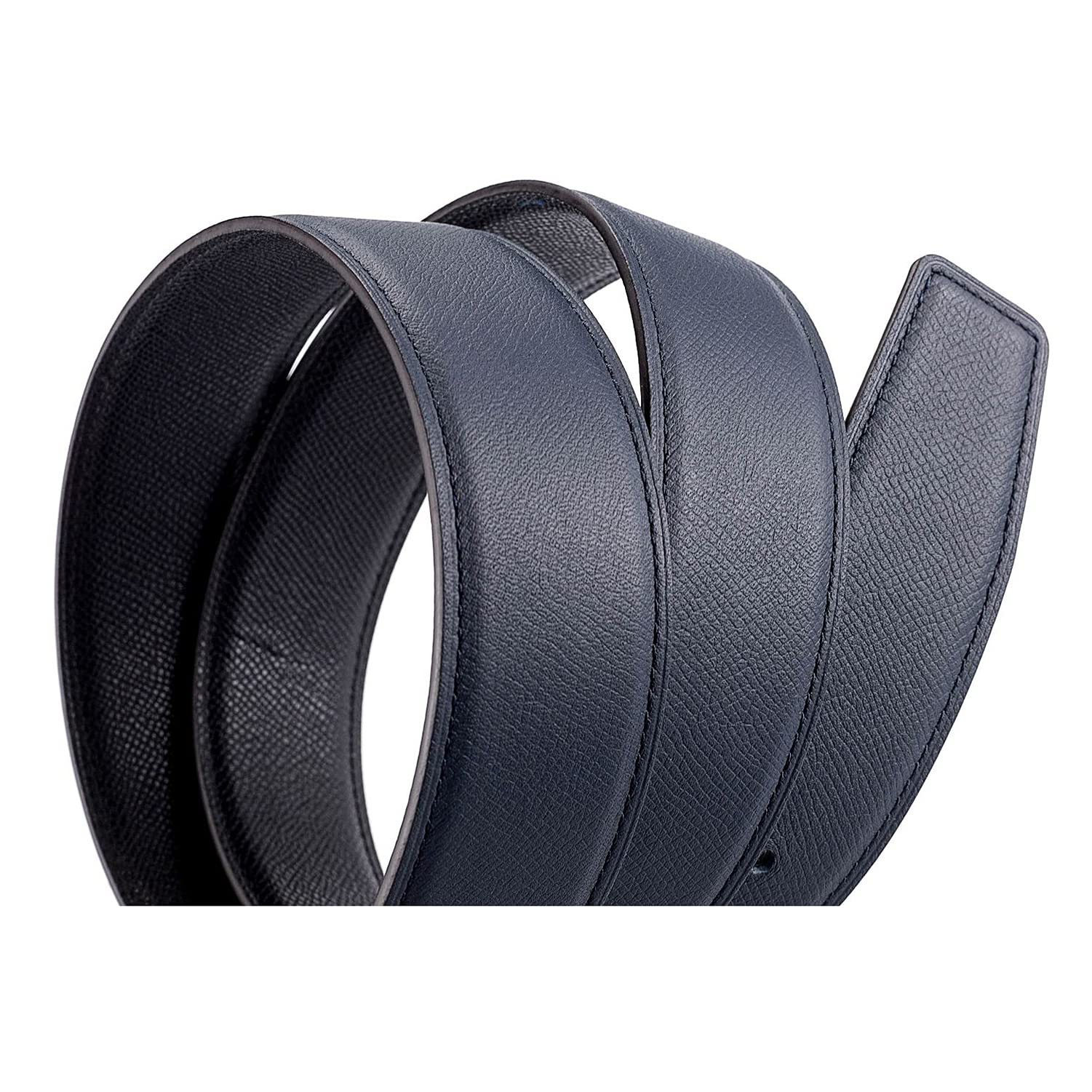 Vatee's Cinturón de repuesto reversible de piel auténtica sin hebilla de 3,8 cm/3,2 cm de ancho, H279 Azul Negro, Small