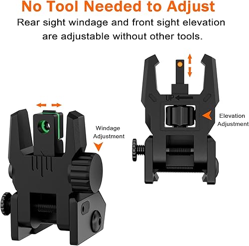 Miniatura 10 de TFFUAM Miras de fibra óptica abatibles en la parte delantera y trasera, de nailon, con puntos de fibra óptica roja y verde, juego de mira de