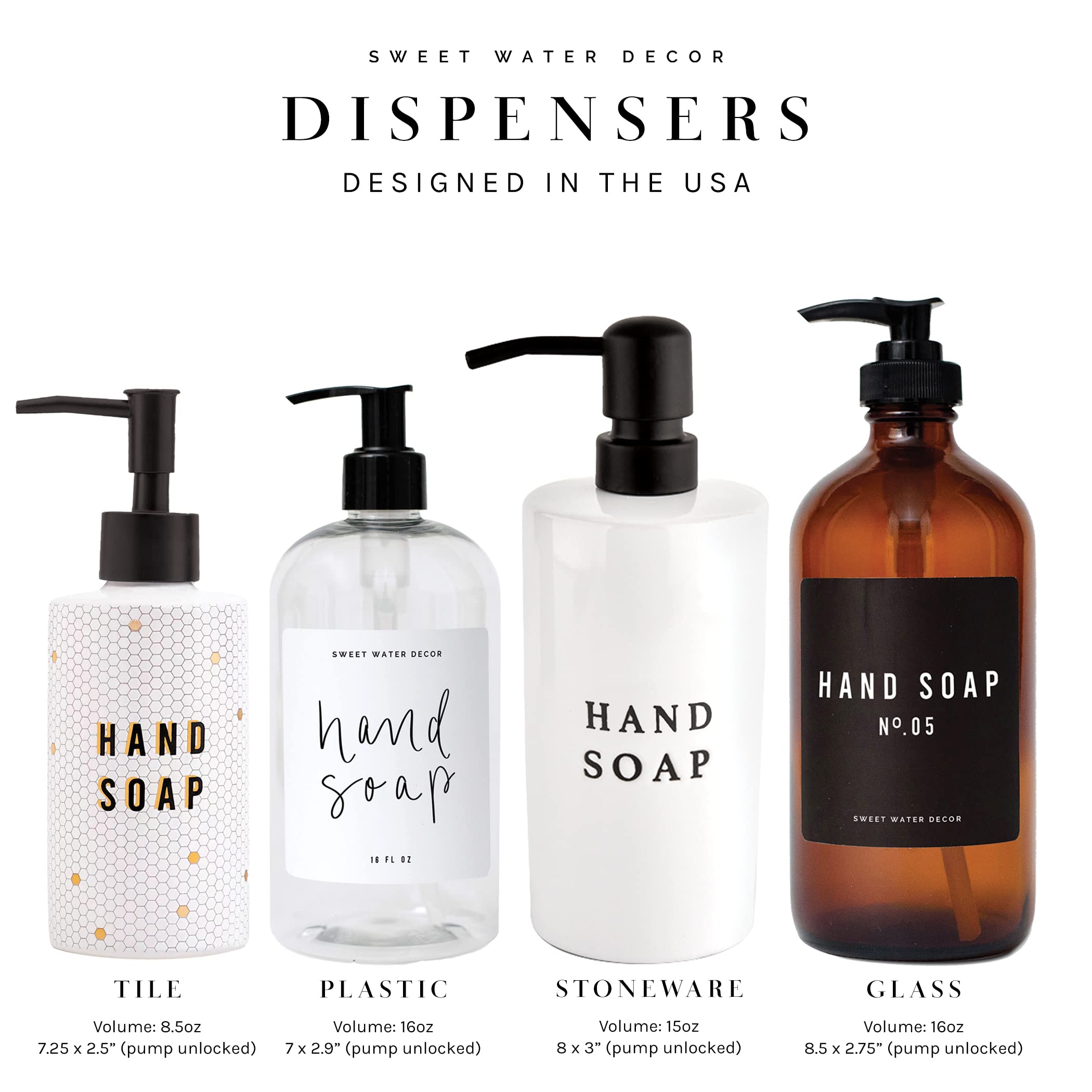 Dispensadores de plástico transparente de 16 onzas | Botellas de baño recargables | Botella de jabón de ducha reutilizable con etiquetas impermeables (champú) 4