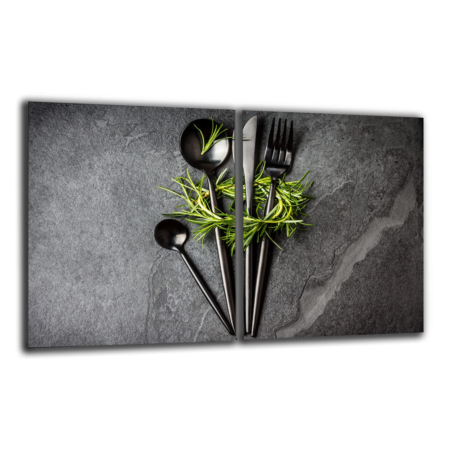 decorwelt Fornuis afdekplaten 2 x 30 x 52 cm keramische kookplaat afdekking 2-delig universele elektrische kookplaat inductie voor kookplaten kookplaten bescherming decoratieve snijplank veiligheidsglas spatbescherming glas tijger