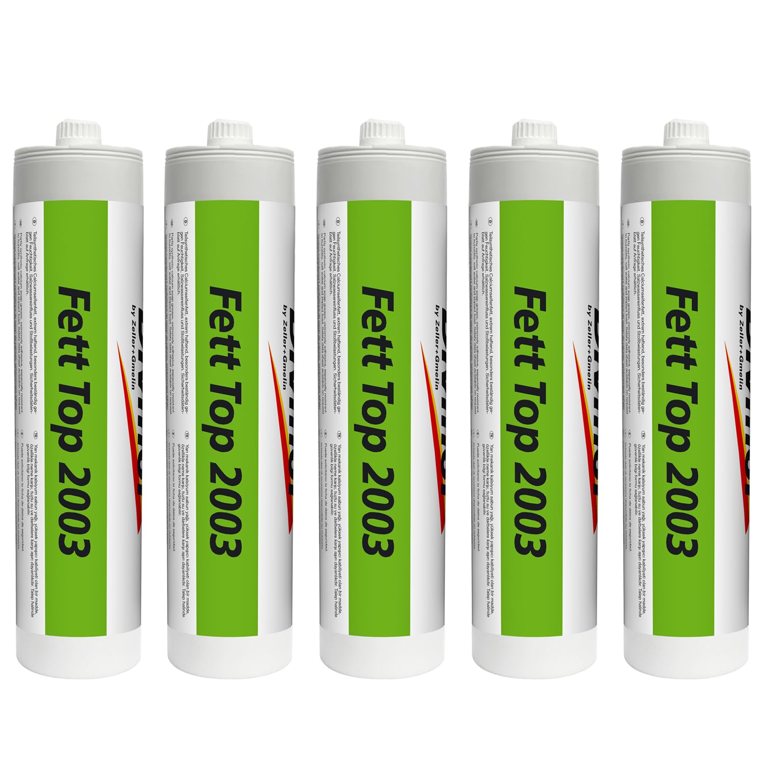Divinol 23980 500g Kartusche Schmierfett, Universalfett, KFZ-Schmierung, wasserbeständig, teilsynthetisches, wasserabweisendes Langzeitschmierfett mit sehr gutem Haftungsvermögen (5x500g)