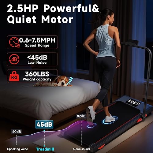 Miniatura 5 de Walking Pad Treadmill with Incline and Handle Bar, 7.5MPH Under Desk Treadmills for Home, Portable Treadmill with Incline, Remote Control