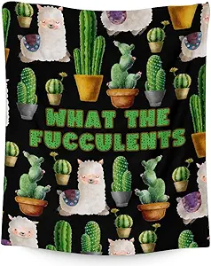 Cactus Throw Blanket - Soft, Fuzzy & Warm - 30x40 Inches Small Blankets for Lap, Crib - Black Aesthetic Throws Gift for Cactus Lovers