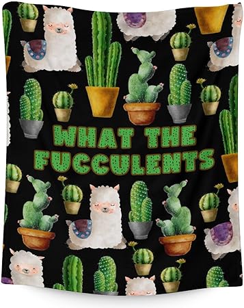 Cactus Throw Blanket - Soft, Fuzzy & Warm - 30x40 Inches Small Blankets for Lap, Crib - Black Aesthetic Throws Gift for Cactus Lovers
