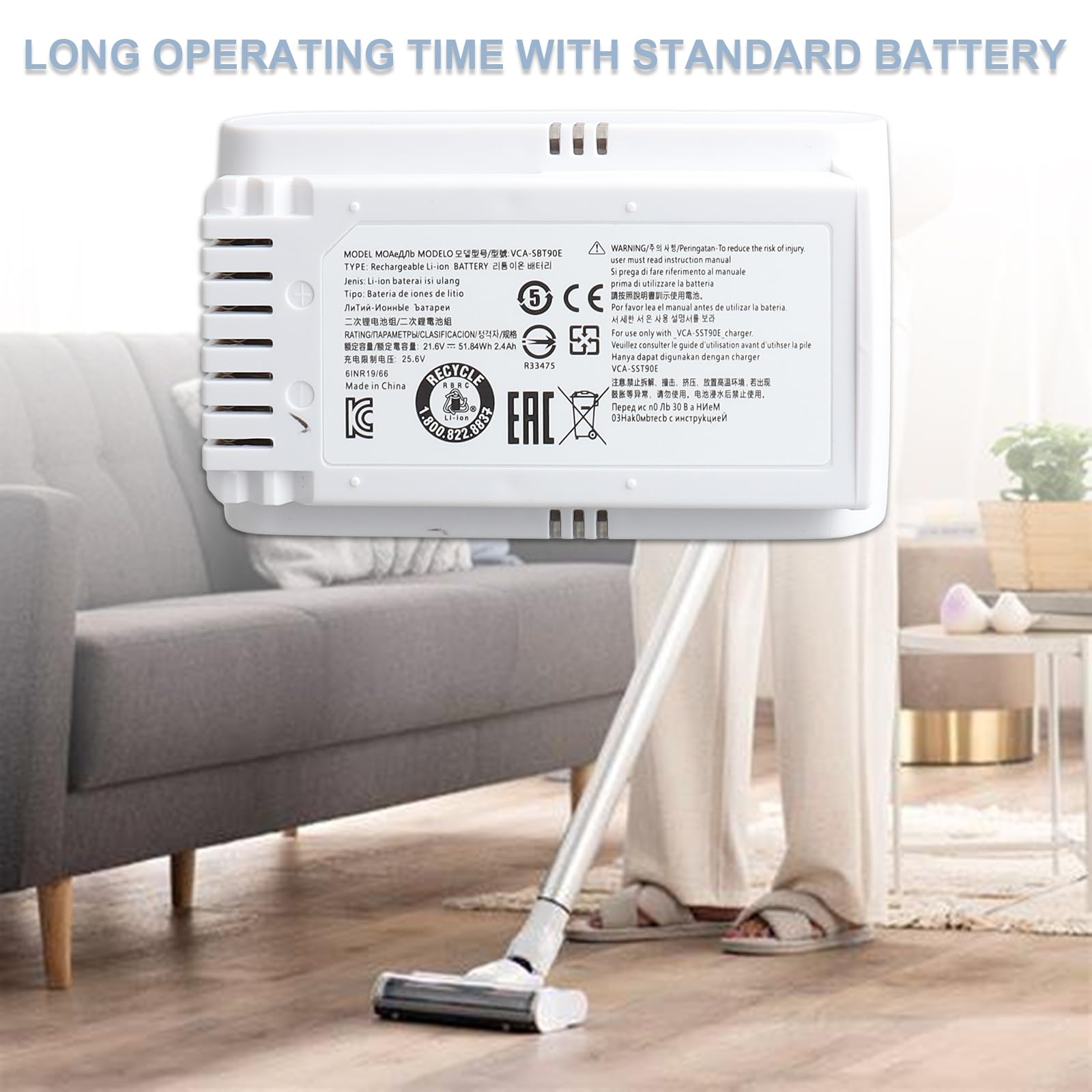 Batterie de Remplacement MXJFYY 21,6 V 3000 mAh pour aspirateur sans Fil Samsung JET70 VS15T7032P4, Batterie Li-ION Compatible avec Le modèle VCA-SBT90E