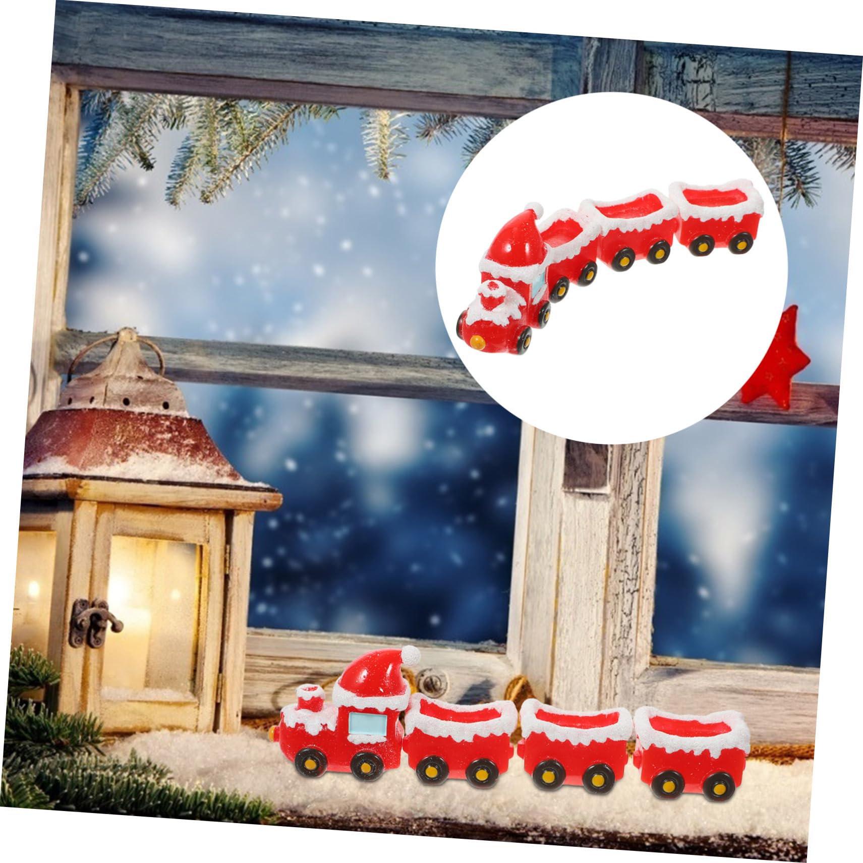 iplusmile 5 Set Ornamenti del treno di Natale Miniature Natività scena del villaggio di natale decorazioni natalizie per la casa delle bambole mini ornamenti Figurine in miniatura resina