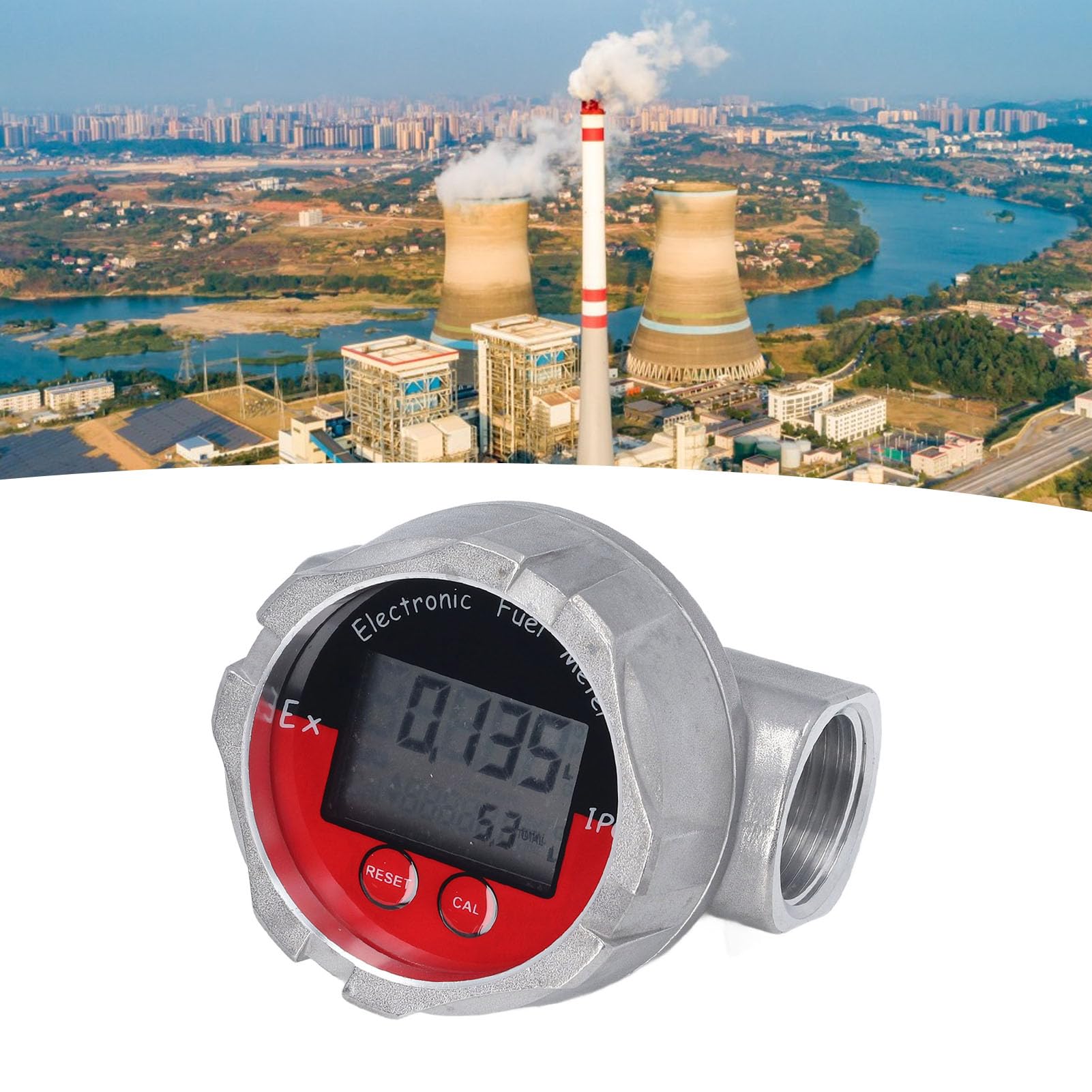 1 Inch Turbine Fuel Flows Meter, LCD Display Digital Turbine Flows Gauge Maximum 20MPa Fuel Flowmeter for Gasoline Water