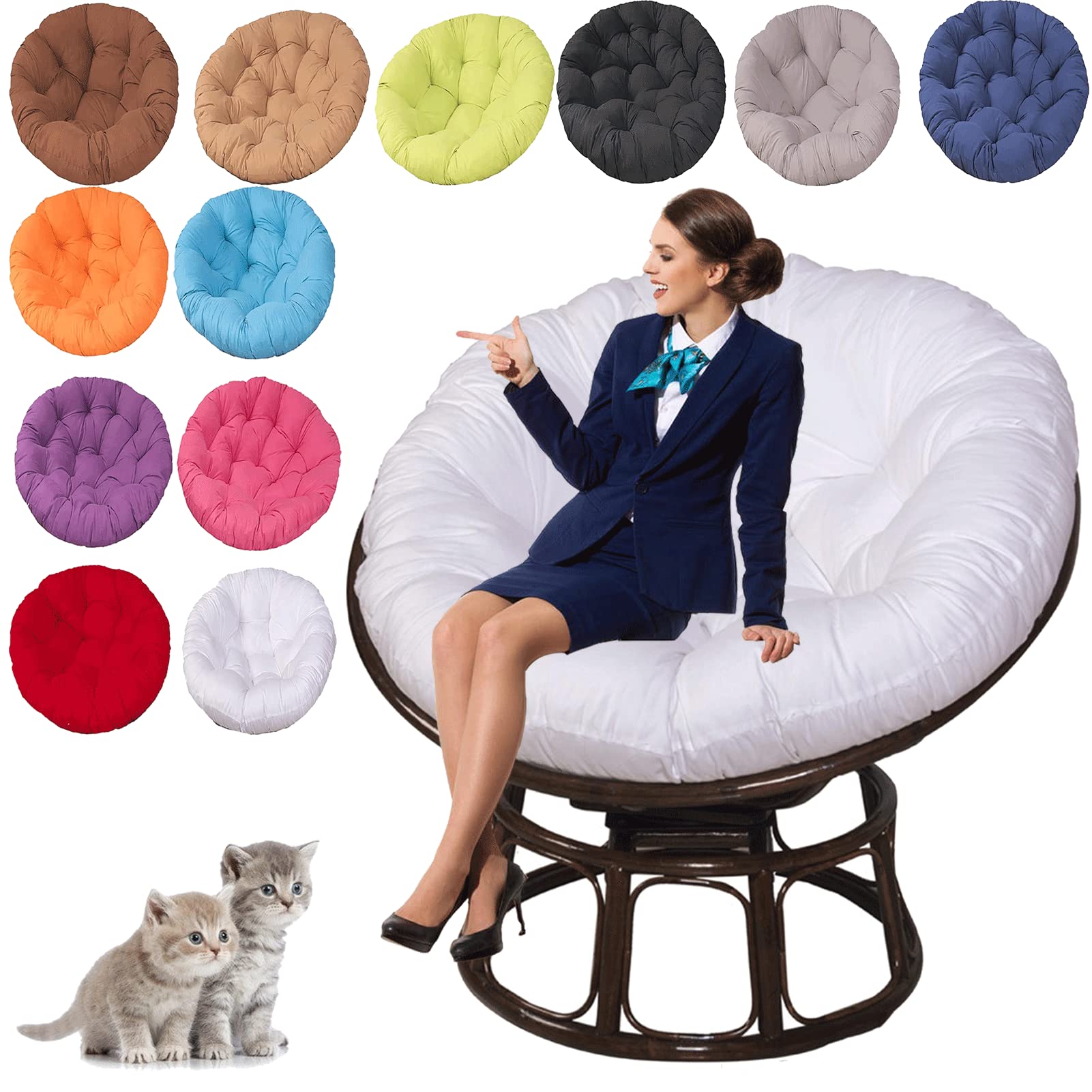 UIHECTA Garden Swing Cushion Replacement, Round Hanging Egg Chair Pads, Papasan Round Chair Cushions, Rocking Chair Cushion, for Outdoor Garden, Balcony and Living Room,12,40×40cm/15.75×15.75in