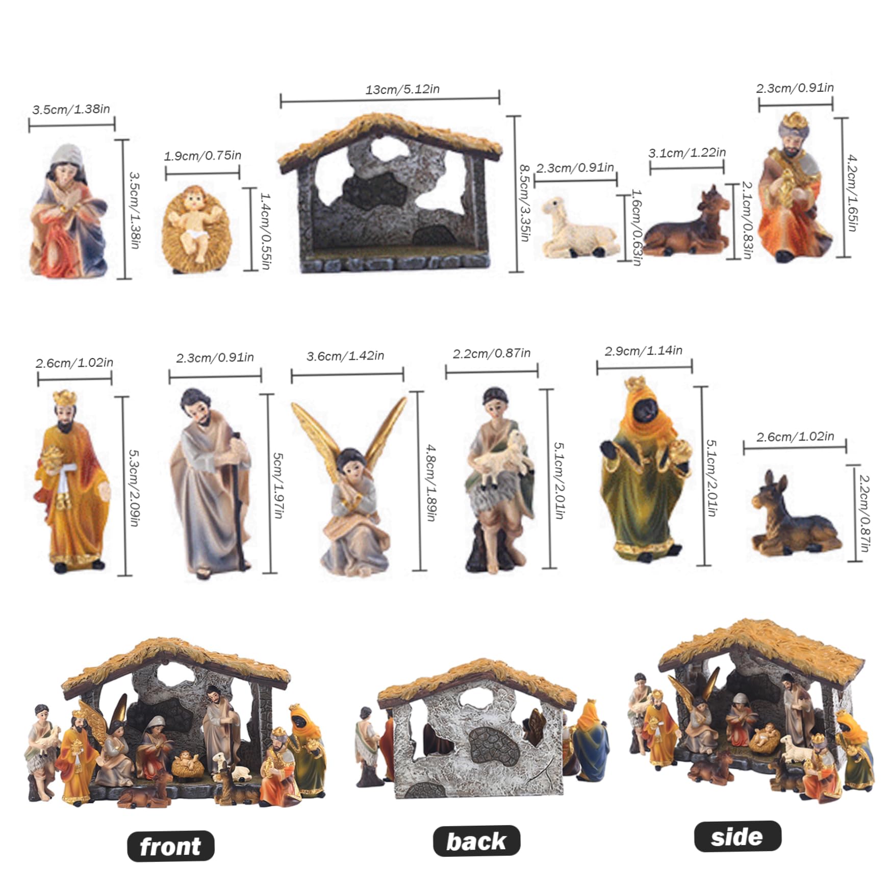 Crèche De Noël Lumineuse En Acrylique Avec Figurines - 18x18 Cm - Alimentation Piles - Décoration Bureau, Rebord De Fenêtre Ou Cheminée