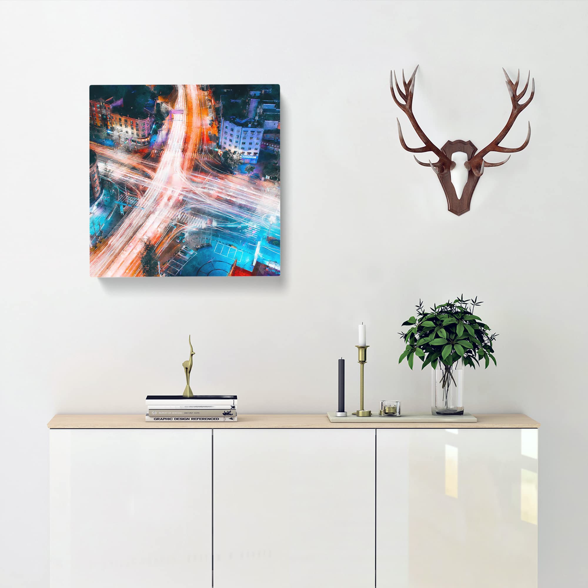 Urban City Lights Canvas Print, Mixed, 35L x 35W cm - Image 2
