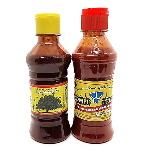 Espanta Mayates Salsa picante y salsa picante Rompe Truzas. -Paquete de 2 (8.5 onzas cada uno)- Deliciosa y picante salsa picante mexicana!