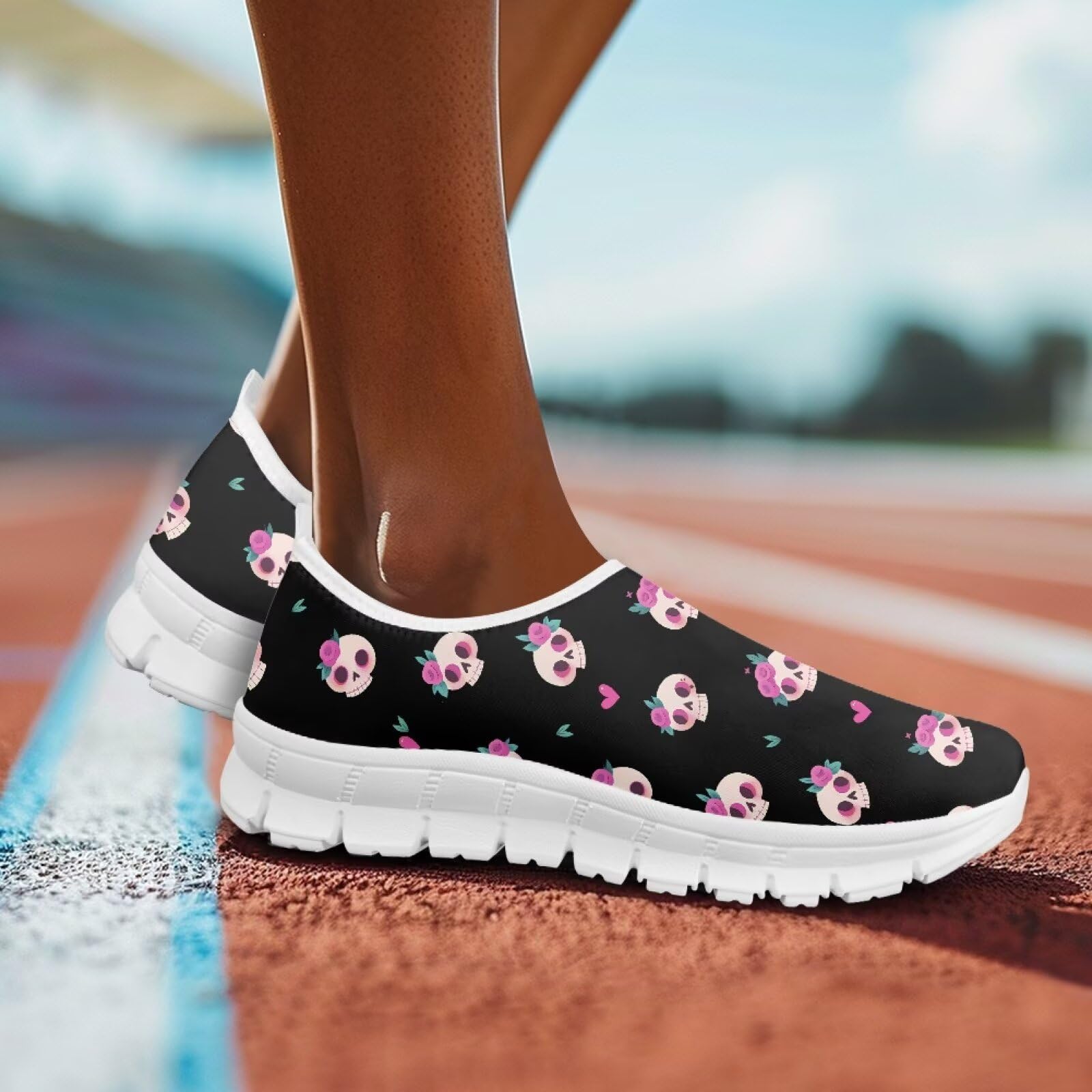 Scarpe da corsa da donna antiscivolo alla moda scarpe da ginnastica traspiranti scarpe da allenamento leggere da palestra mocassini suola bianca