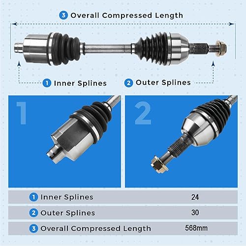 Miniatura 5 de Par de 2 ejes de transmisión de eje CV delantero para Chevy Captiva Sport 2.4L Saturn Vue XE XR 2.4L 2.4L solamente