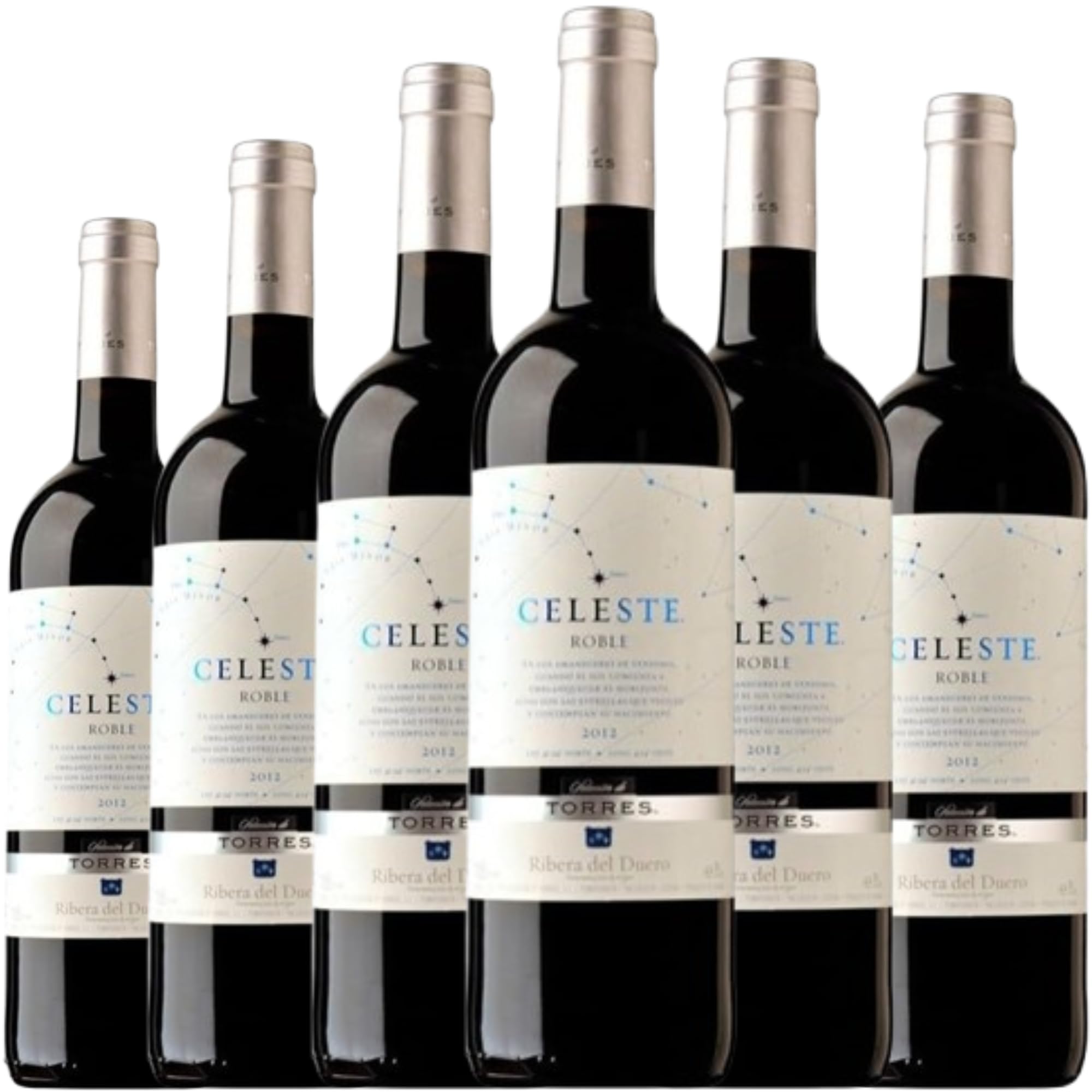 Celeste Roble, vino tinto joven con paso por roble, elaborado con Tinta Fina en Ribera del Duero. Frescura frutal con matices tostados ideales para maridar.| 6 botellas