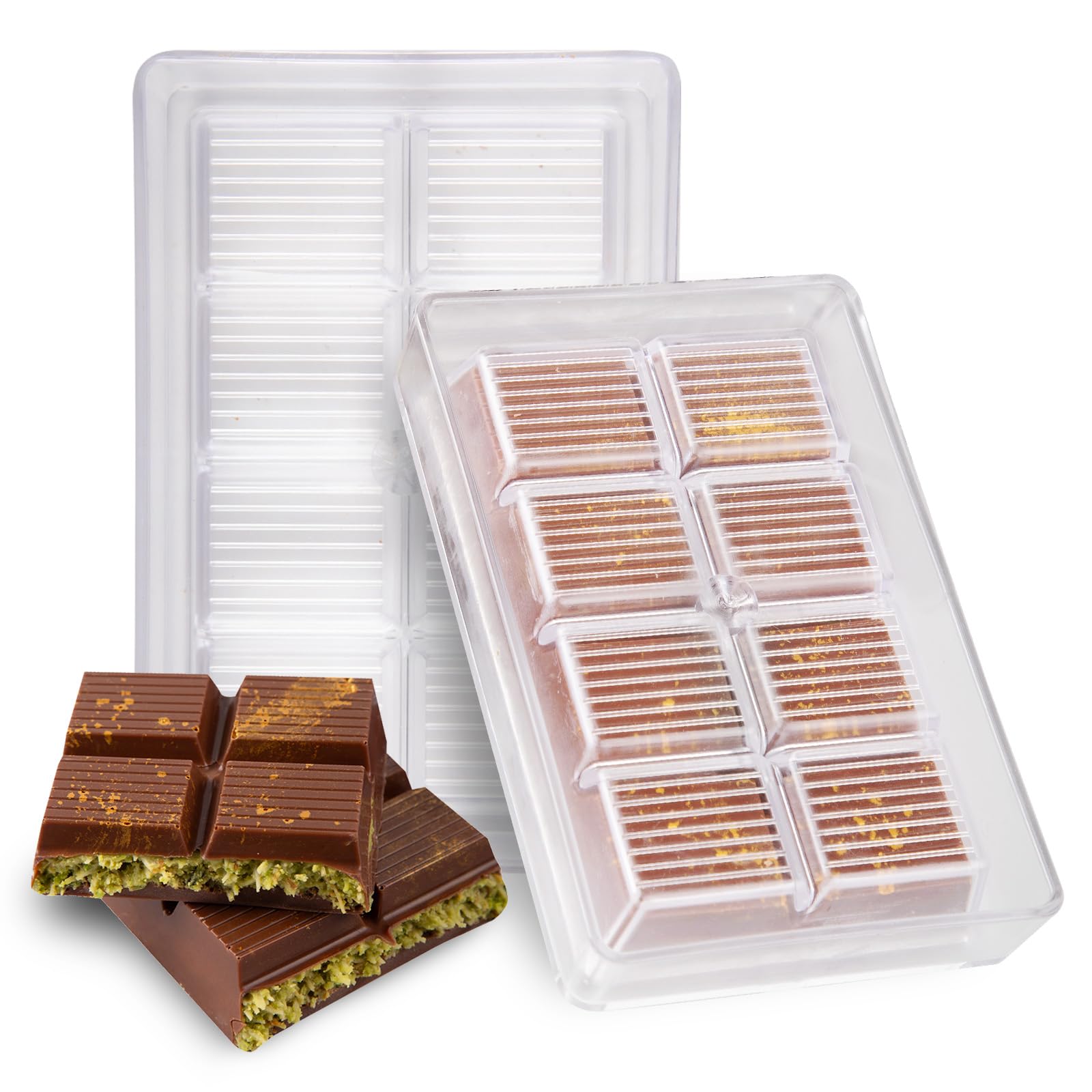 Authentic Polycarbonate Dubai Chocolate Mold, Professional Deep Chocolate Bar Mold for Crafting Iconic Dubai Chocolate with Precision and Durability 1 Piece