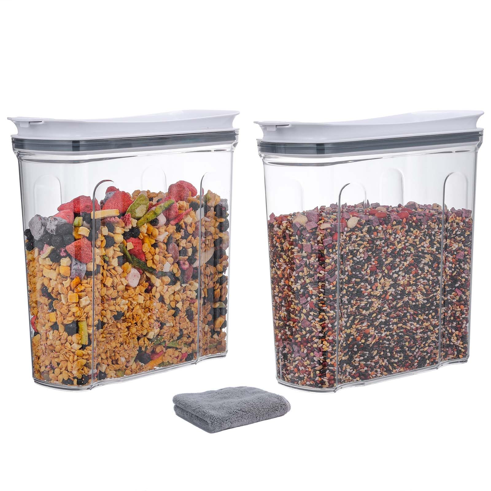 IRJRNSDX Cereal Containers Storage Set, Airtight Food Storage Container with Lid 3.5L,2PCS BPA-FREE Plastic Pantry Organization Canisters for Rice Cereal Flour Sugar Dry Food in Kitchen…