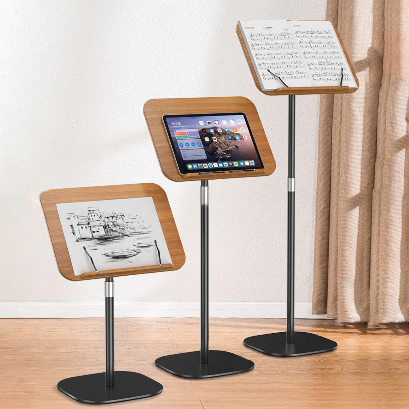 Générique Pupitre en Bois Massif à Hauteur réglable, Support de chaire Portable avec butée de Bord pour présentations Professionnelles et académiques, 130 cm (51 1/8")