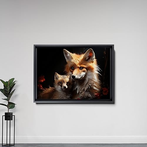 Miniatura 5 de Fox Mother Cub Print, In The Style Of Stencil,Based, Kids Wall Art, Kids Wall Art Display, Mom And Baby Animal Art Print, Canvas, Home Decor
