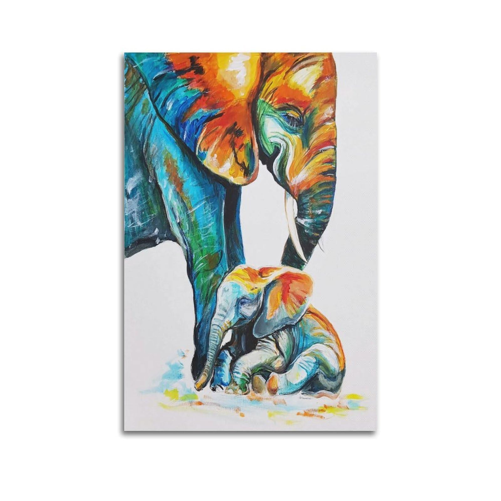 Xkuga Men's Unframe-Style African Wildlife Poster Vintage Elephant Mother Baby Modern Decorative Canvas Prints - Ideal Wall Art For Family, Man Cave, Game Room, Boys & Girls Bedroom 20X30inch(50X75cm)