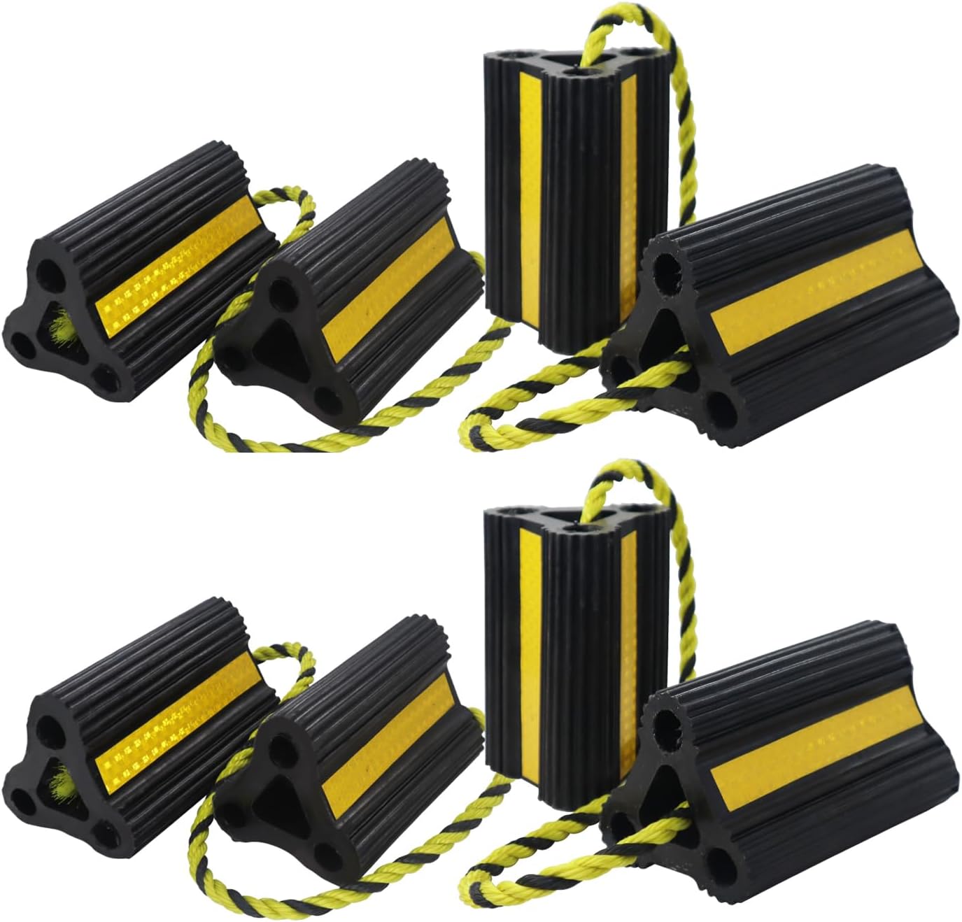 Rv Wheel Chocks for Trailers Camper Trucks and Small Aircraft Wheel Chock 2Pair4Pack Wheel Chocks Block with 3 Reflective Strips Versatile Heavy Duty Solid Rubber Wheel Immobilizers & Chocks