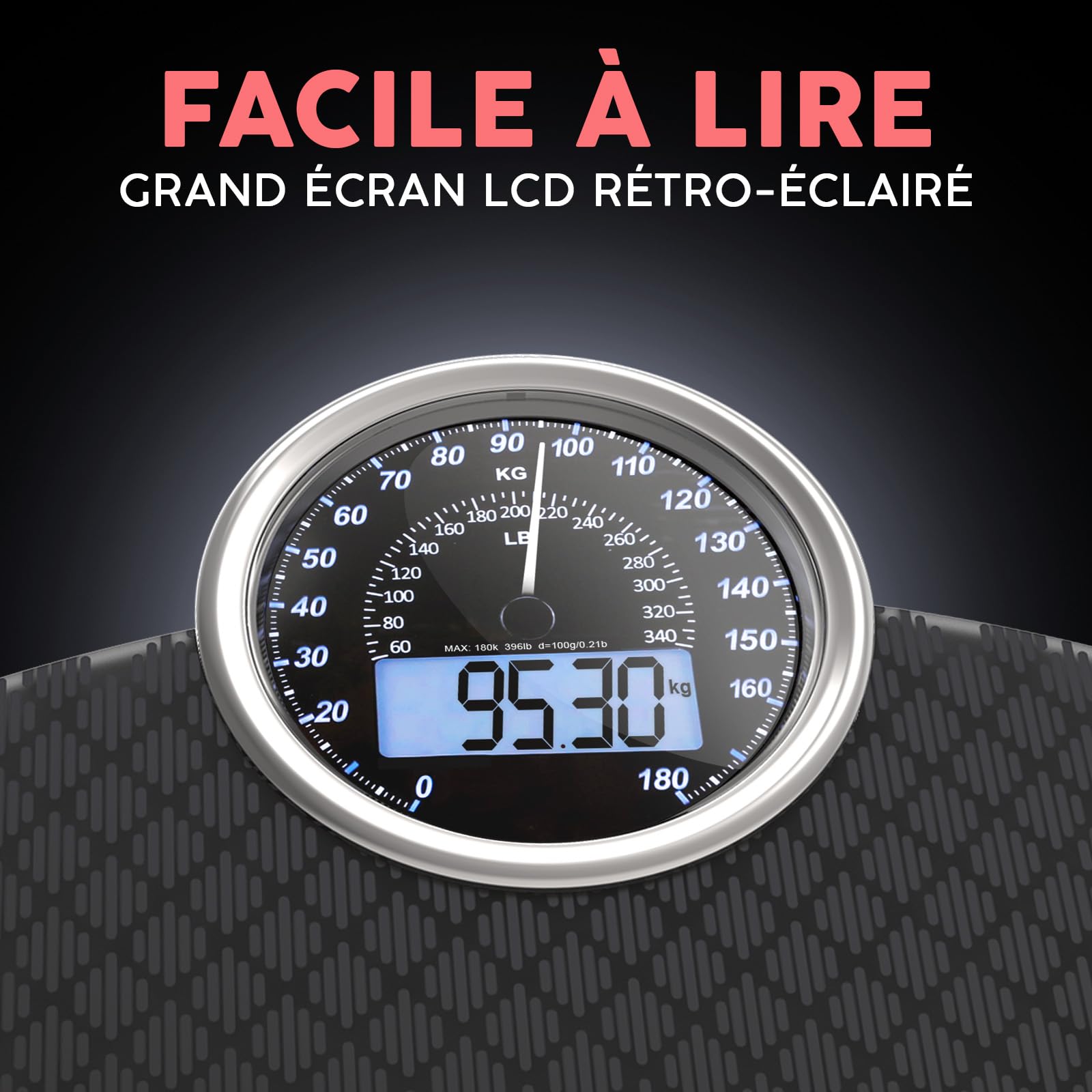 Hybrid Pèse-Personne - Analogique & Digital, Précis jusqu'à 180 kg