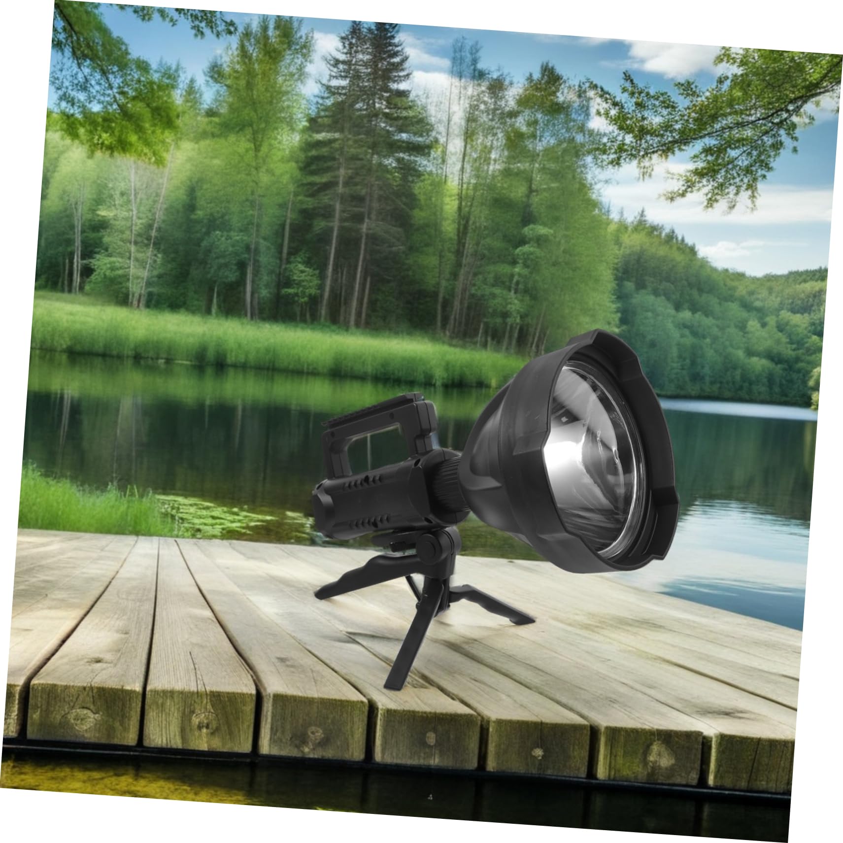 Torcia LED Ricaricabile 8000mah Nero ad Alta Luminosità in Plastico per Campeggio e Pesca Uso di Emergenza