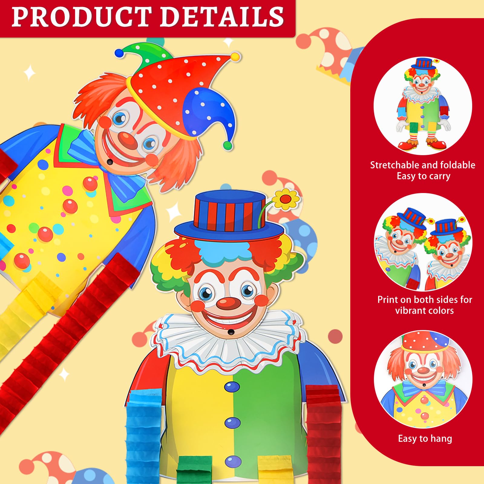 Mumjooyi Décoration de Clown Bannière Suspendue 2 Pièces pour Carnaval Mardi Gras