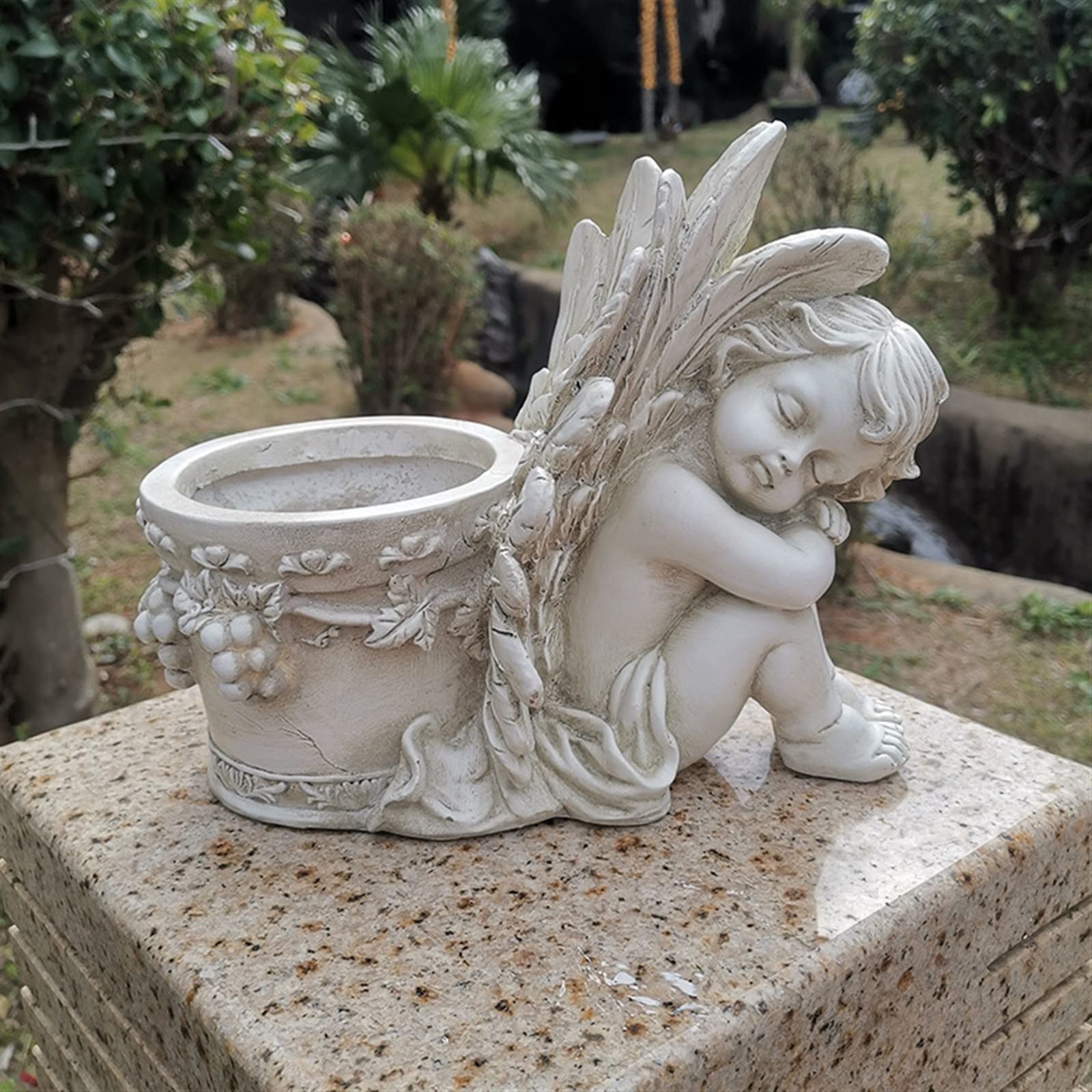 Amazon.co.jp: 花装飾樹脂天使像祈りの天使プランター天使の多肉植物