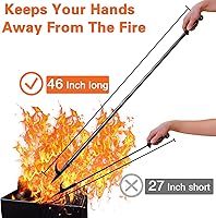 Vista 2 de Atizador para fogata, atizador de fuego extra largo de 46 pulgadas para exteriores, para chimenea, fogata, fogón de leña y uso en interiores