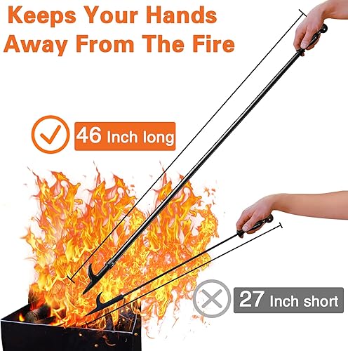 Miniatura 2 de Poker para fogata, póquer de fuego extra largo de 46 pulgadas para exteriores, para chimenea, hoguera, estufa de leña y uso en interiores,
