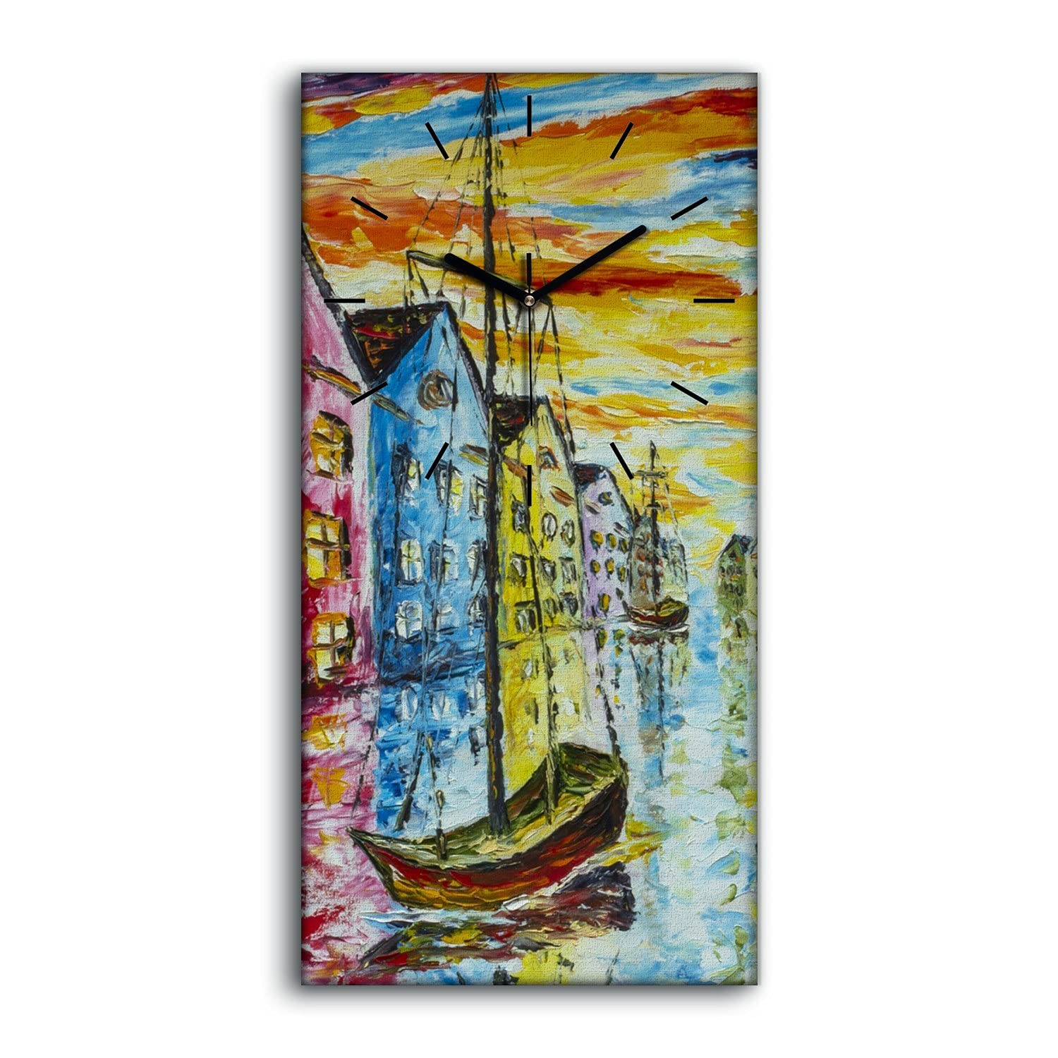 Horloge sur Toile sans Bruit pour Chambre et Salon Toile Moderne Abstraite 30x60cm
