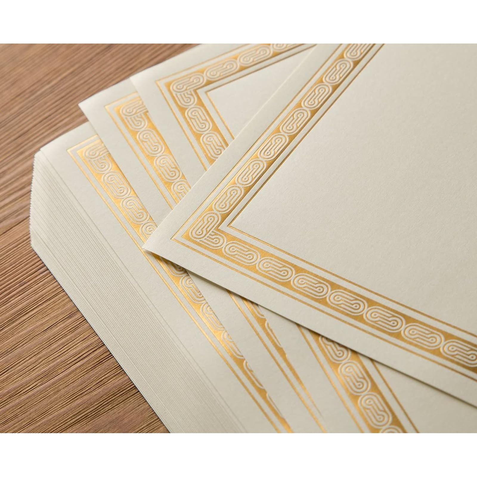 48 Pack Blank Award Certificate Papers – Letter Size With Gold Foil Border, Printer Friendly