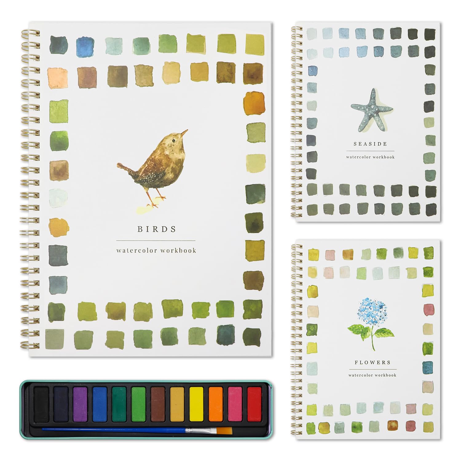 Cahier D'exercices D'aquarelle W Atercolor Adapté Aux Débutants, Ensemble De Peinture Aquarelle De 12 Couleurs Avec Pinceau, Fournitures De Peinture, Kit De Peinture Aquarelle Adapté Aux Débutants