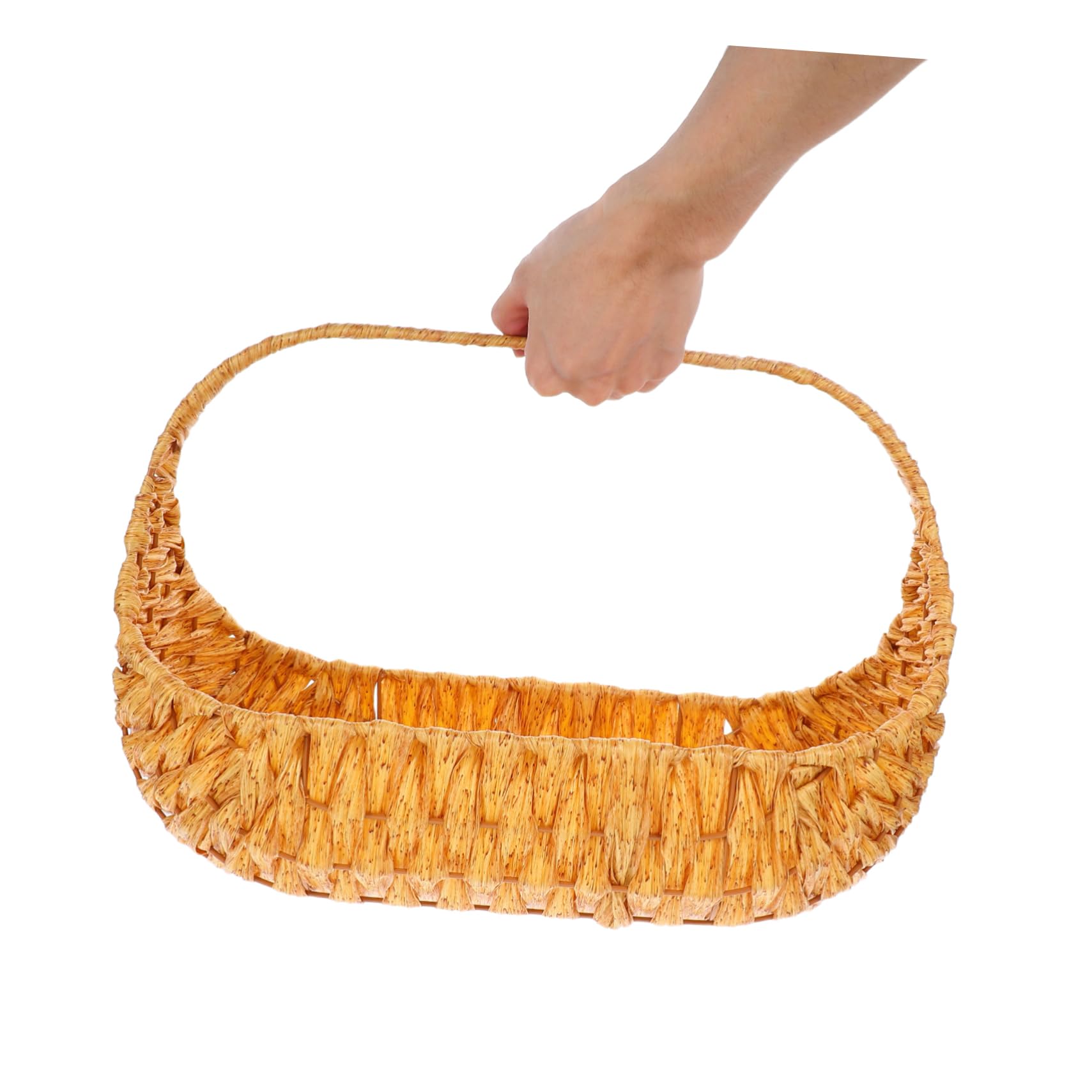 Sosoport Cesta de Mano Tejida para Picnic y Jardín Organizador Portátil para Cesta Artesanal Resistente con Estructura para Eventos y Almacenamiento Multifuncional Reutilizable