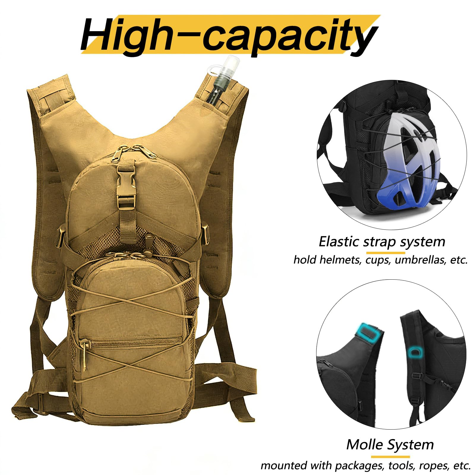 RAPIDSKY Borraccia da 3L, Borraccia Tattica ad Alta Capienza, Borraccia Unisex, Zaino Tattico, Escursionismo, Ciclismo, Corsa, Caccia