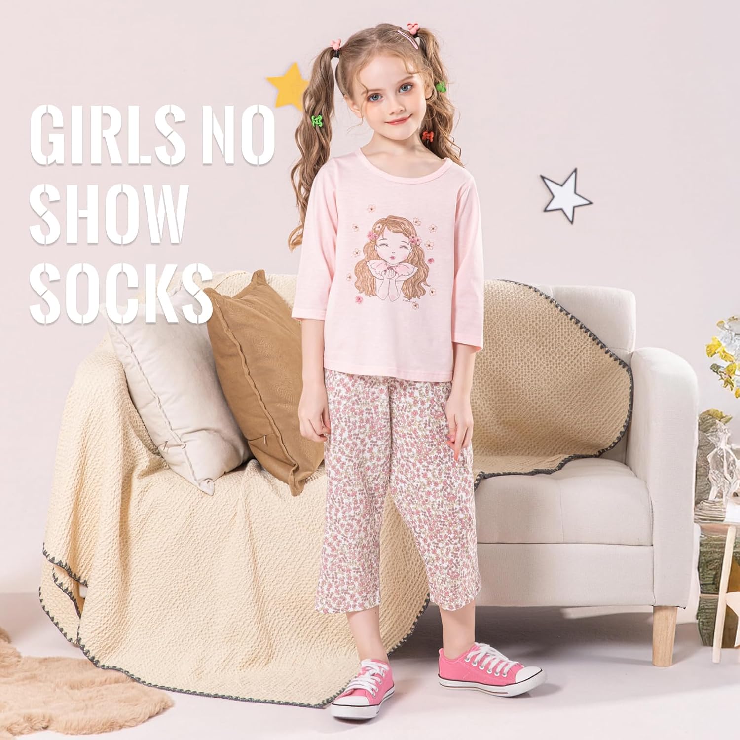 Comfoex 12 Pairs Girls No Show Socks Cotton Non Slip Mesh Low Cut Ankle Invisible Kids Socks With Grips - Image 7