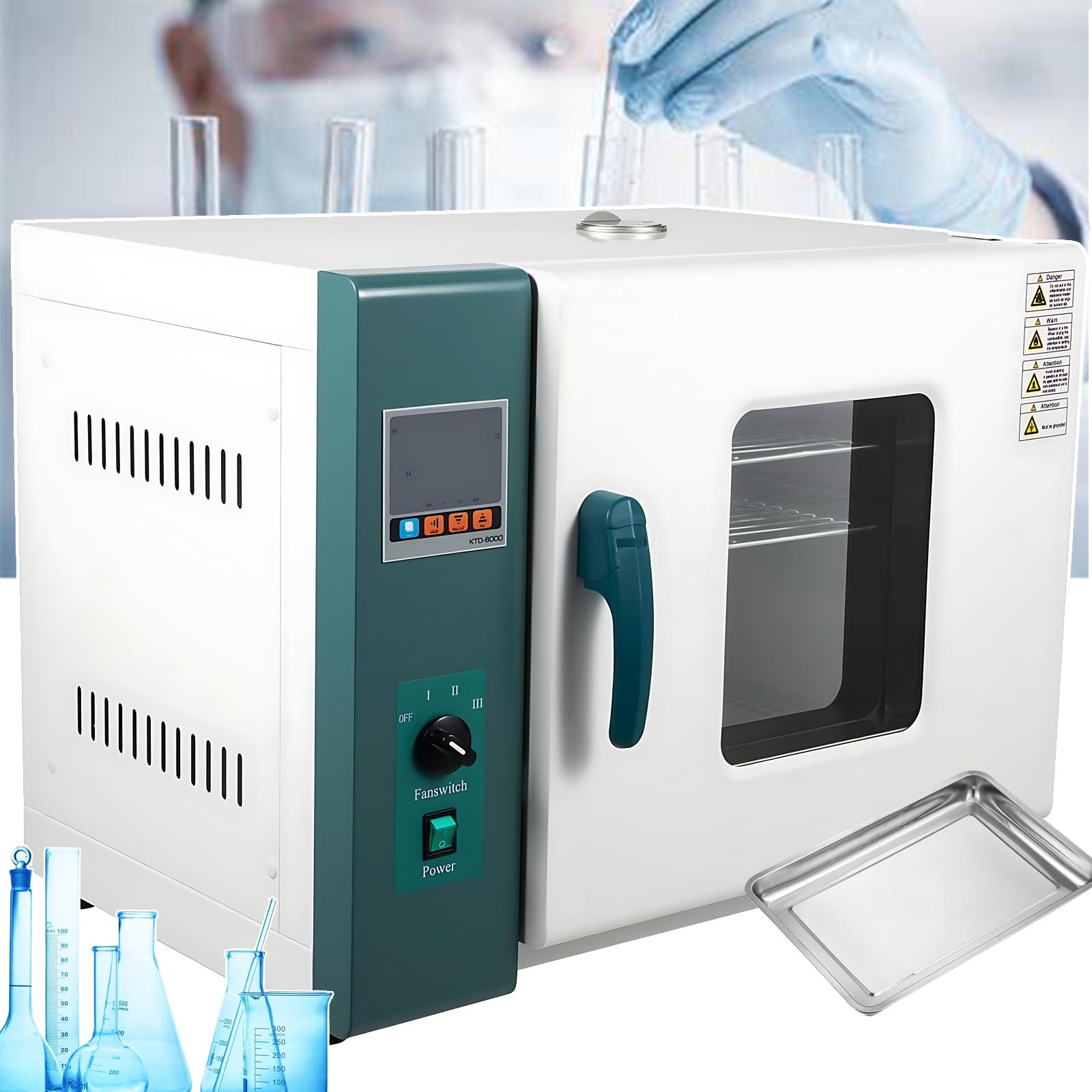 Piec do suszenia konwekcyjnego, cyfrowy piec laboratoryjny z wyświetlaczem LCD, dwuwarstwowe okno ze szkła hartowanego i regulowana wentylacja, pojemność 45 l/71 l, wymuszona konwekcja powietrza