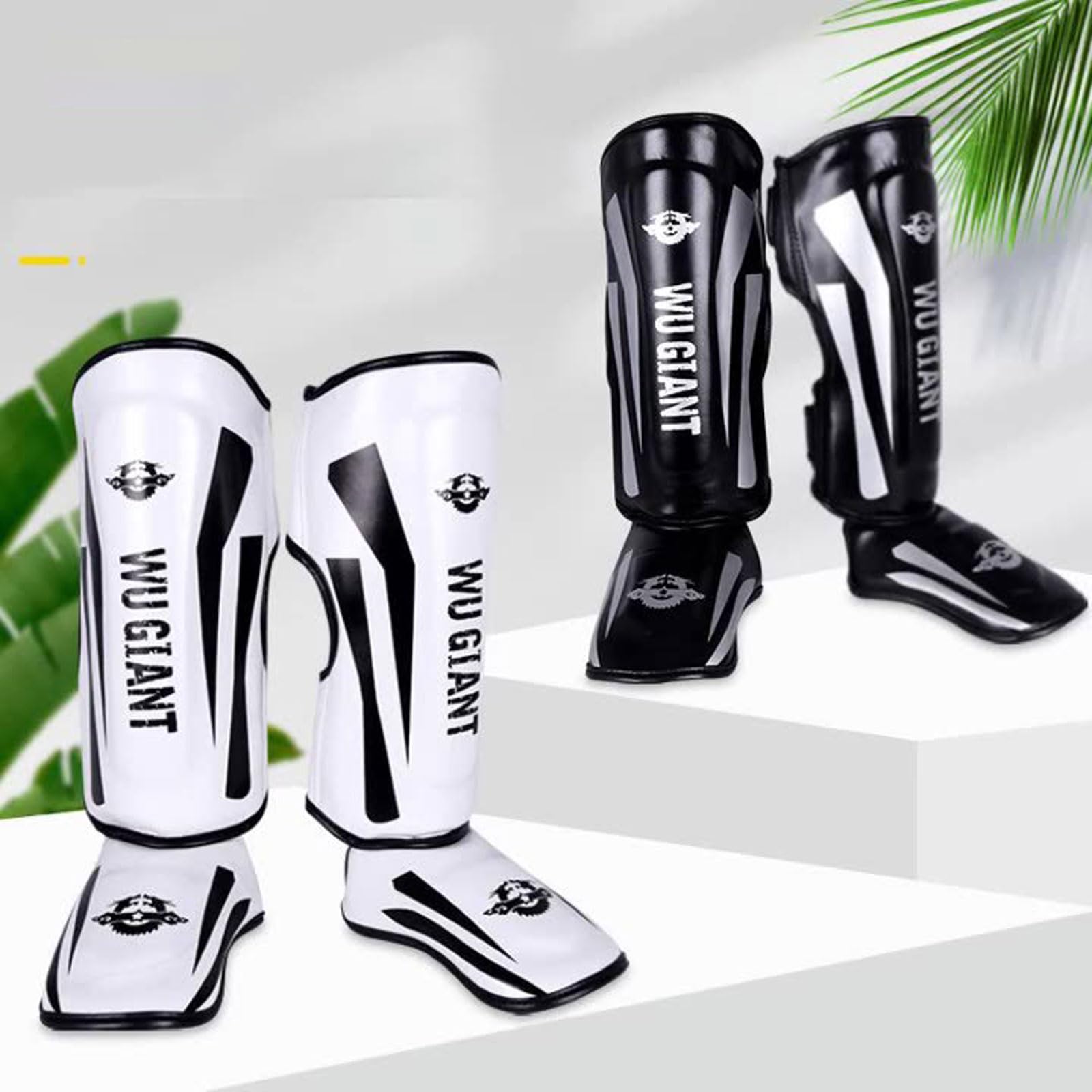 Boxen Schienbeinschutz,Standup Schienbeinschoner,Muay Thai Schienbeinschoner,Eva Gepolstert MMA Spannschützer Bein Unterstützung Fuß Shin Guard,für Kickboxen,Muay Thai,MMA-Kampf,Training