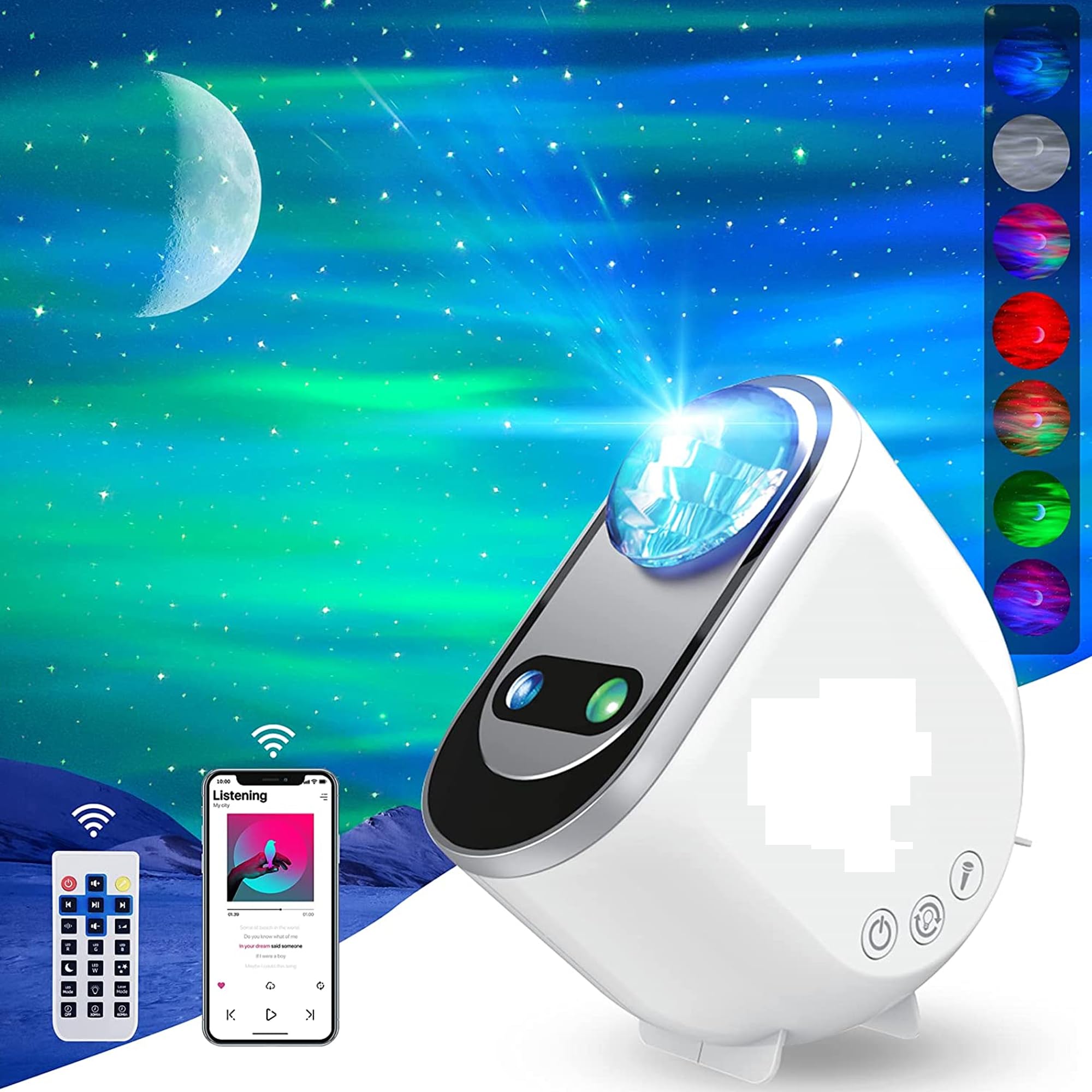 Sulfar Galaxy Star Projector, 3 in 1 LED Northern Lights Aurora Projector, 6 White Noise Starry Moon Light with Bluetooth Speaker for Adult Kids Gift, Bedroom, Room Décor