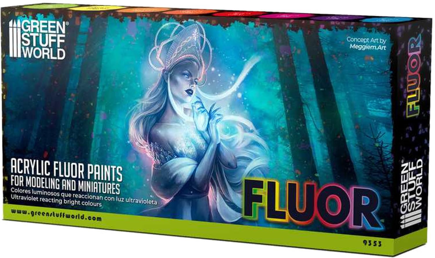 for Models and Miniatures Set of 8 Fluor Paints 9353
