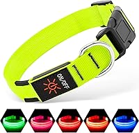 Vista 12 de Illumifun Collar LED para perro, collar con luz recargable por USB que brilla en la oscuridad, luz de seguridad ajustable para mascotas para tus Azul
