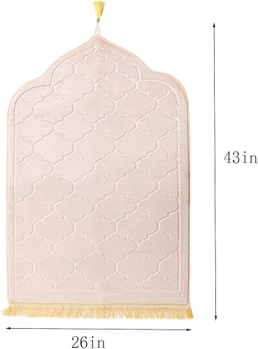 Miniatura 2 de JE JOUE Alfombra de oración musulmana islámica, esponja gruesa musulmana, alfombra musulmana para hombres y mujeres, Eid Travel Ramadán, suave de
