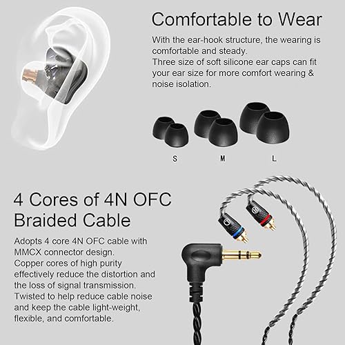 Miniatura 5 de TK300 - Auriculares con monitor de oído de 0.394 in, magnéticos, dinámicos, IEM, para cantantes, músicos en el escenario, Audifonos Auriculares,