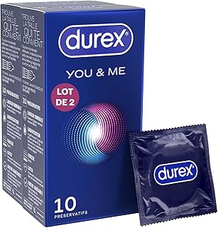 Durex YOU & ME - 20 Préservatifs - Retardant et Stimulant - Lot de 2 x 10 pièces