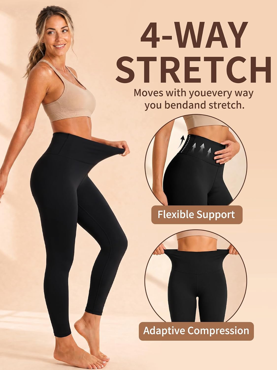 BLUEENJOY Leggings for Women - High Waisted Full Length Buttery Soft Yoga Pants for Workout Athletic Daily