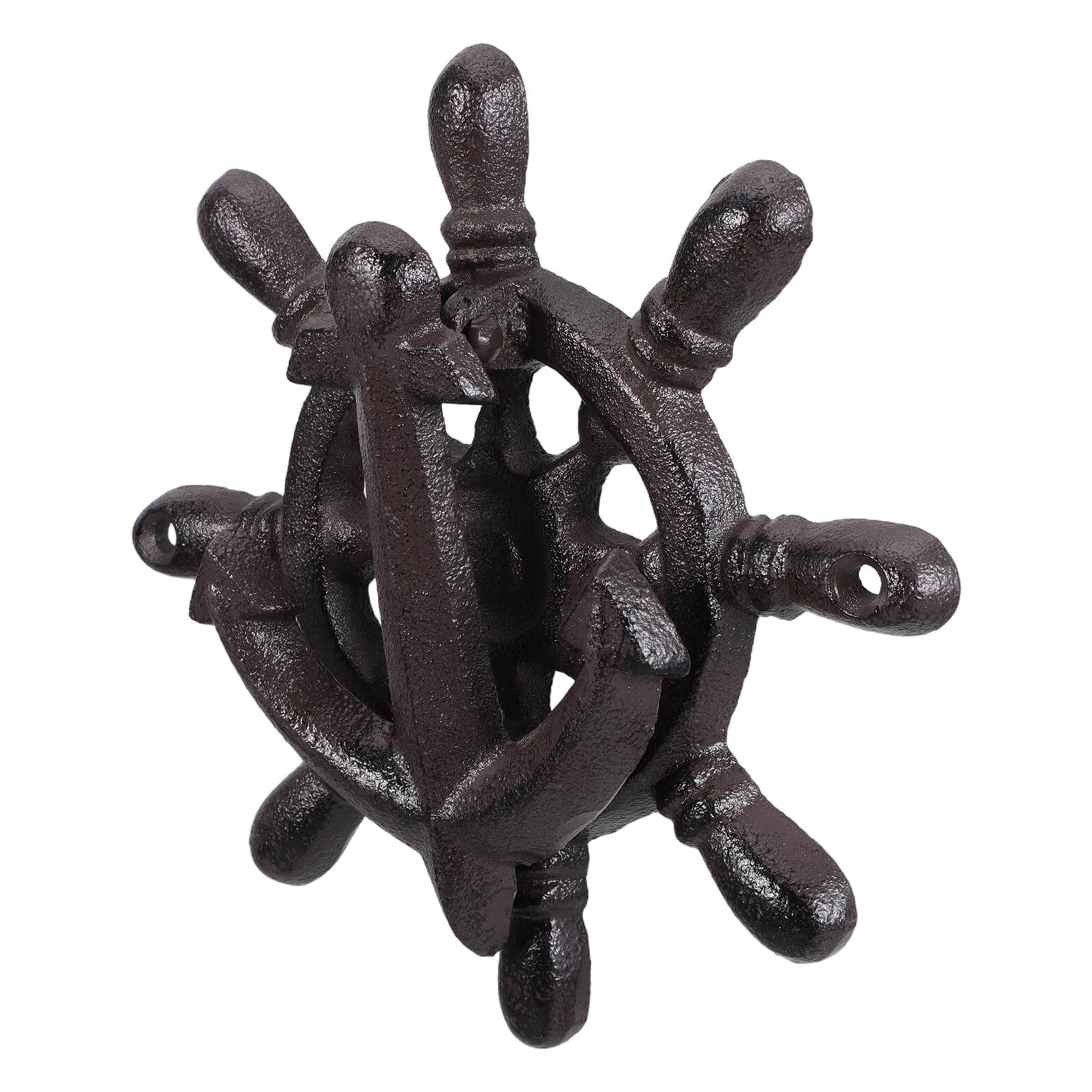 Aldaba de puerta de hierro fundido negro, llamador vintage de ancla y tirador exterior fácil